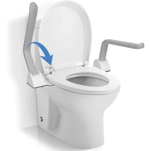 Senior and Disabled Toilet Safety Rails with Folding Arms, 520lbs Capacity Toilet Support Frame