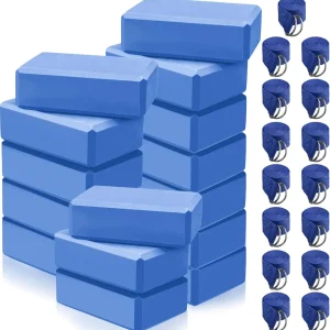 30 Pack Yoga Block and Strap Set 15 Pcs Non-Slip Yoga Blocks