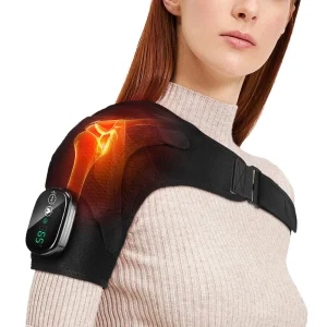 Electric Heating Shoulder Massager Brace Joint Vibration Arthritis Pain Relief LED Smart Controller Adjustable Support Belt